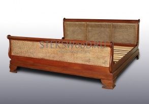 Кровать из массива с ротангом "СЛЭЙ РАТАН" для спальни