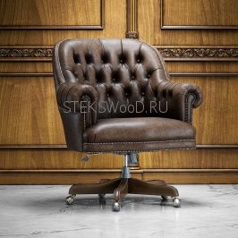Кресло руководителя "АРИМБИ", состаренная натуральная кожа на выбор. для кабинета