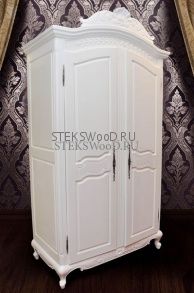 Белый двухдверный шкаф из массива "ВАЙТ" для спальни