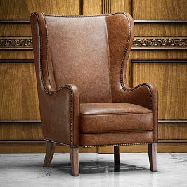 Классическое кресло, состаренная натуральная кожа "НОТТИНГЕМ"