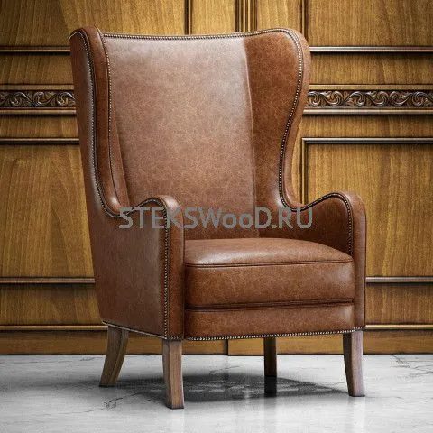 Классическое кресло, состаренная натуральная кожа "НОТТИНГЕМ"