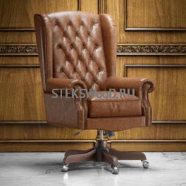 Кожаное кресло руководителя "ОКСФОРД КАНЕЛЛА, светло-коричневое