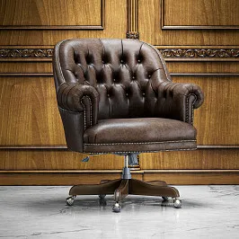 Кресло руководителя "АРИМБИ", состаренная натуральная кожа на выбор.