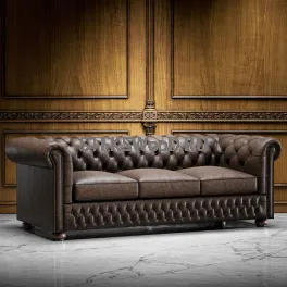 Классический трехместный диван "ЧЕСТЕР  С ПОДУШКОЙ" со спальным местом , натуральная кожа.