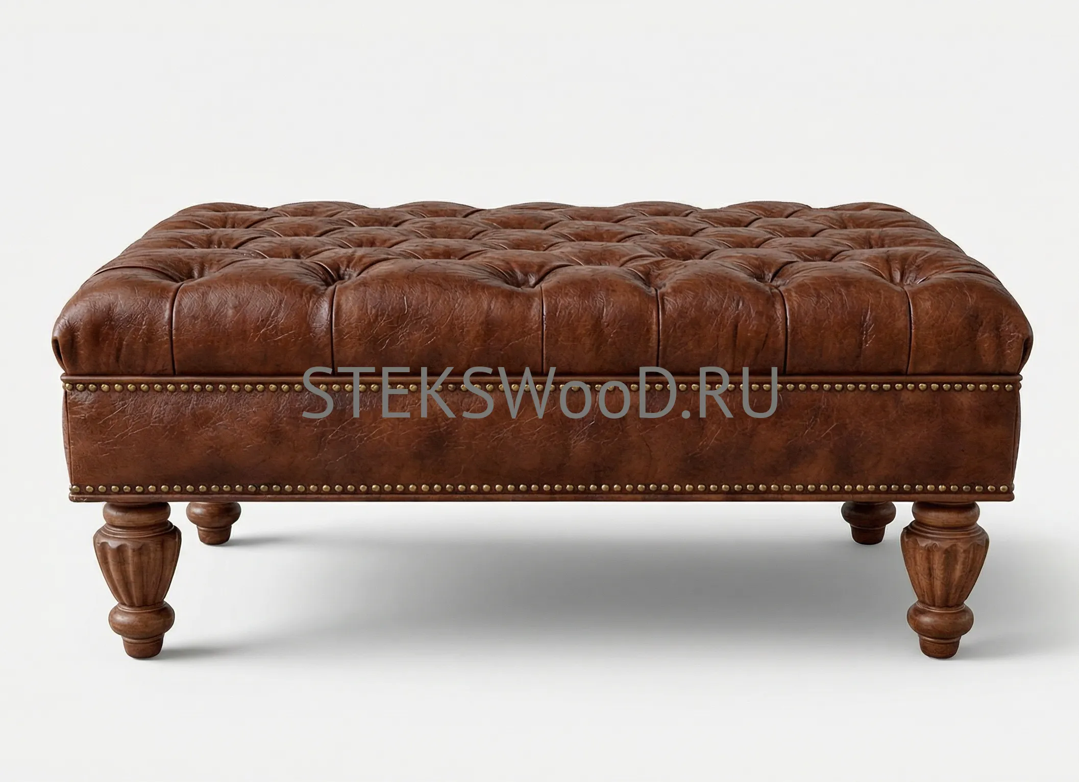 Пуфик 60 х 40 см "ОЛДГРЕЙ - 2", натуральная кожа - фото 3