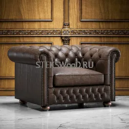 Классическое кресло "ЧЕСТЕРФИЛД С ПОДУШКОЙ" , натуральная кожа