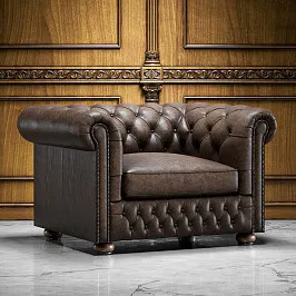 Классическое кресло "ЧЕСТЕРФИЛД С ПОДУШКОЙ" , натуральная кожа