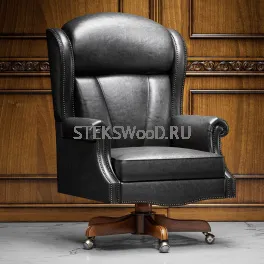 Черное кожаное кресло для руководителя "МИЛТОН БЛЭК"