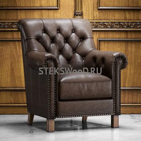 Кресло для отдыха из натуральной кожи "ОЛДГРЕЙ"