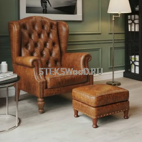 Пуфик из натуральной кожи "Вильгельм"