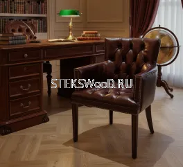 Классическое ирландское кресло из натуральной кожи "Дублин бордо"