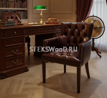 Классическое ирландское кресло из натуральной кожи "Дублин бордо"