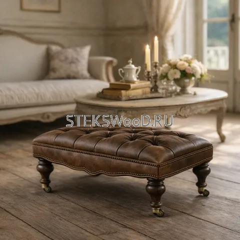 Банкетка на колёсиках "ВЕЙВ", натуральная кожа