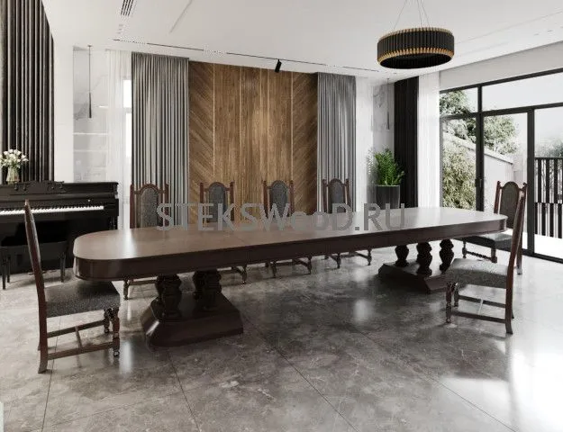 Раскладной стол 5 метров, из массива дуба "ЛИНКОЛЬН"