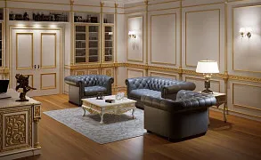 Набор мягкой мебели "ЧЕСТЕР" (СЕРАЯ КОЖА)