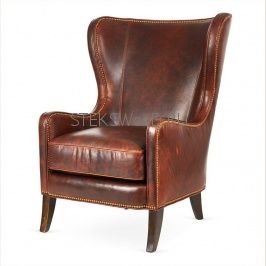 Классическое кресло, состаренная натуральная кожа "НОТТИНГЕМ"  для гостиной