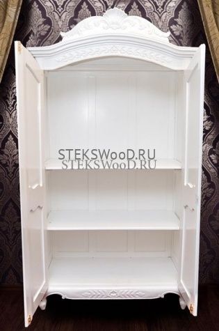 Белый двухдверный шкаф из массива "ВАЙТ" - фото 4