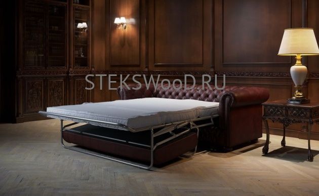 Трехместный диван "ЧЕСТЕР" со спальным местом (БОРДОВАЯ КОЖА) - фото 2
