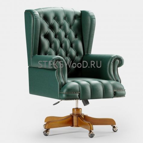 Офисное кресло для руководителя, натуральная кожа "ШЕРВУД ПЛЕЙН БРАУН" - фото 8
