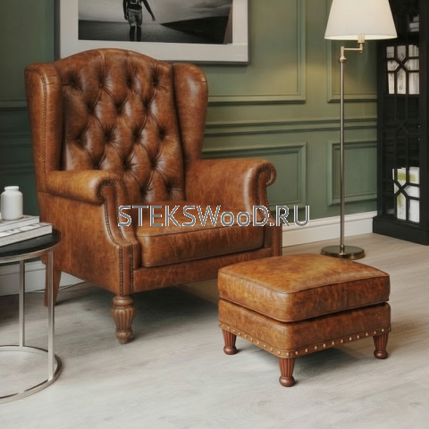 Пуфик из натуральной кожи "Вильгельм"