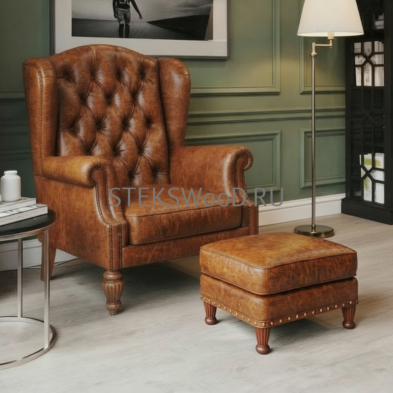 Пуфик из натуральной кожи "Вильгельм"