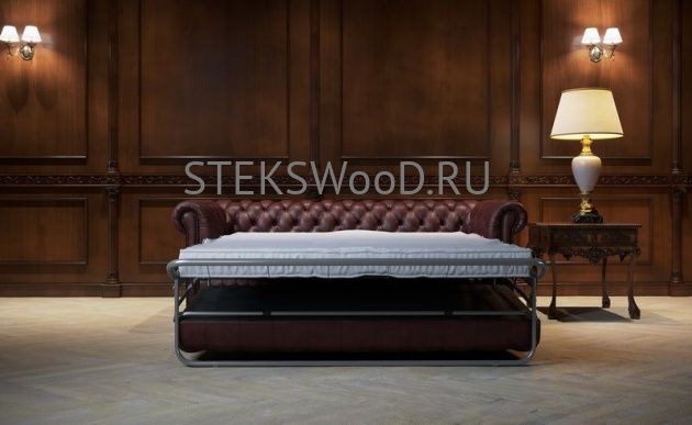 Трехместный диван "ЧЕСТЕР" со спальным местом (БОРДОВАЯ КОЖА) - фото 3